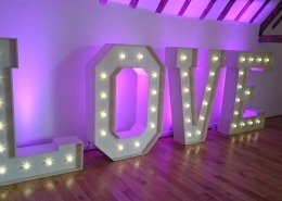 5ft Light up LOVE letter hire at skylarks hampshire