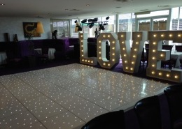 Kutis Royal Thai Pier Southampton LOVE letter hire and white LED Dancefloor Hire