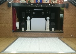 southwick memorial hall white led dancefloor and fairy light swags