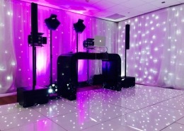 the port house port solent white LED dancefloor back drop and uplighters