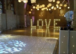 White LED Dancefloor 5ft Love Uplighters DJ Equipment Tithe Barn Petersfield