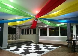 skylarks ceiling drapes and dancefloor wonka