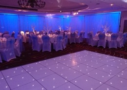 Portsmouth Marriott Hotel full room draping white led dancefloor uplighters fairy lights