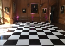 black and white floor in dining room at cowdray house