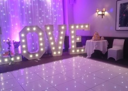 new place 5ft love white led dancefloor and backdrop drape