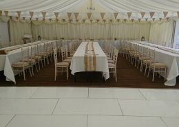 wickham park marquee trestle tables charvari chairs rustic hessian with white led dancefloor