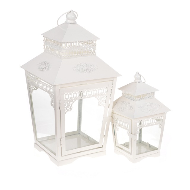 Vintage White Lantern Large 42cm x 23cm