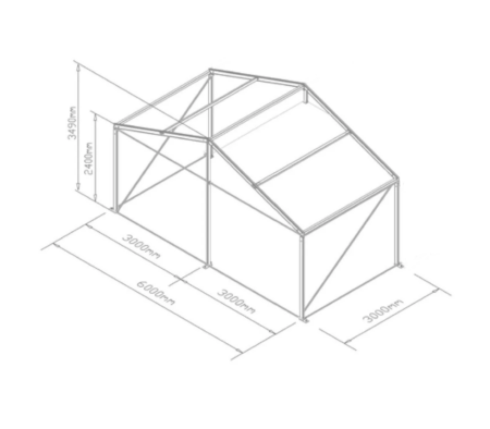 6mx3m Marquee End with 5mx3m Internal Stage Deck