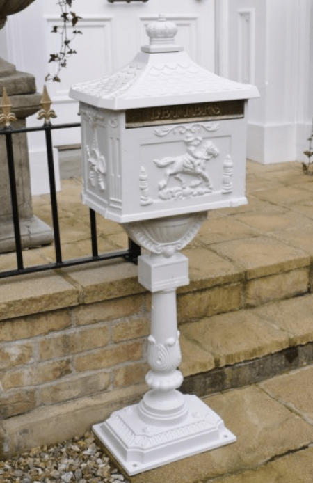 Post Box - Cast White Victorian Floor Mounted Postbox