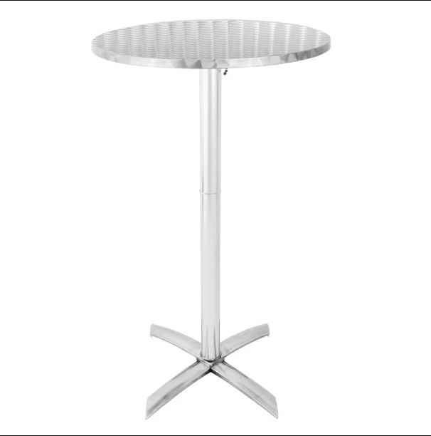 Aluminium Round Top Café Table Stainless Steel 60cm x 115cm - Poseur Table