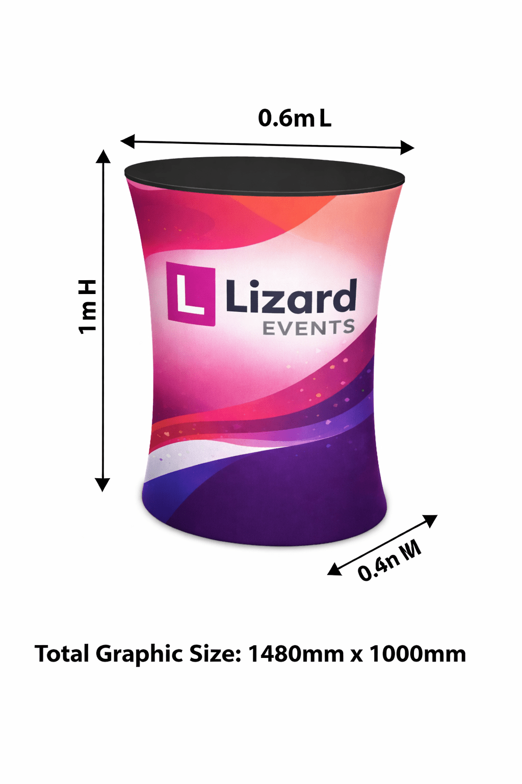 Exhibition Equipment - Oval Fabric Display Counter 0.6m x 0.4m x 1m High