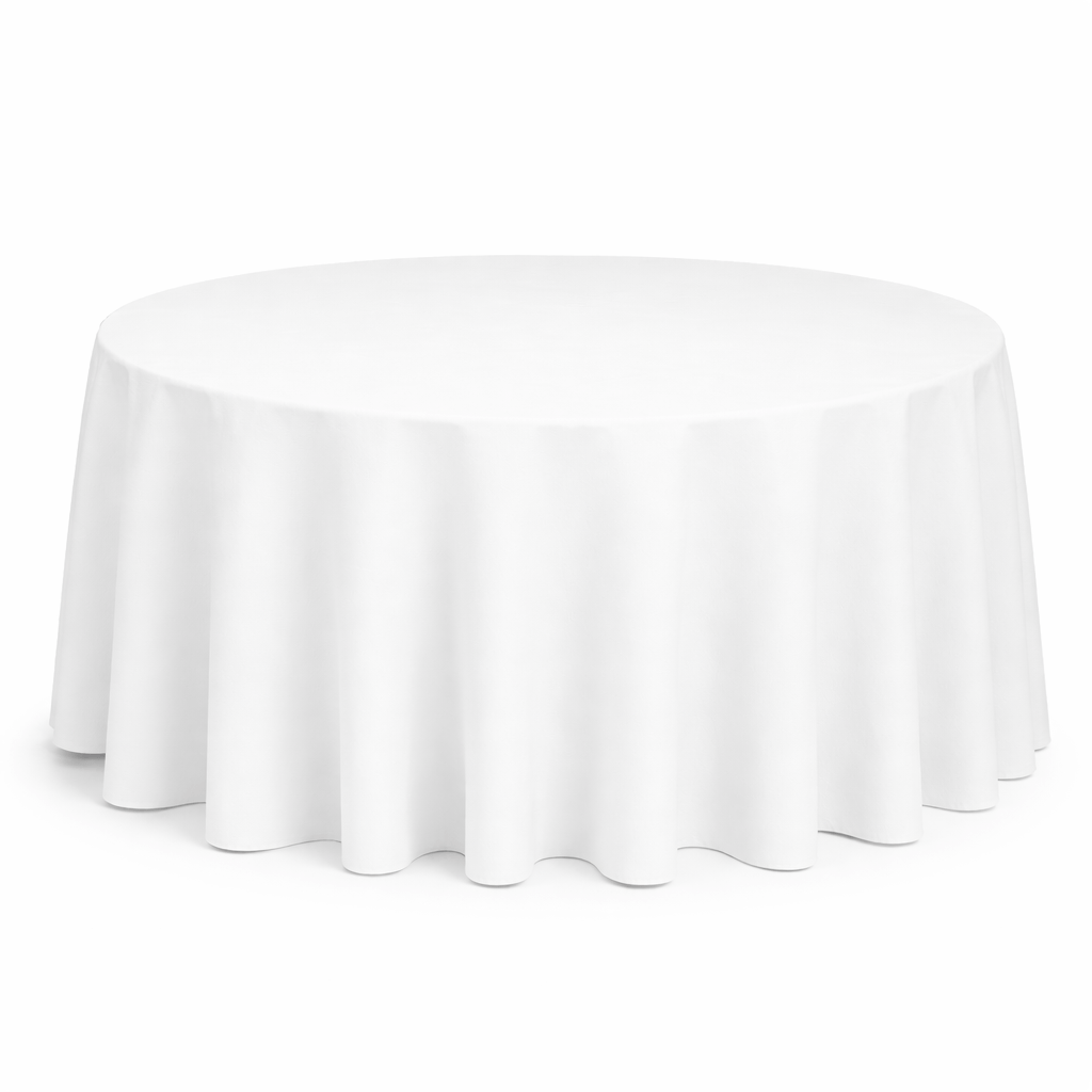 Amalfi White – 108" Round Banqueting Tablecloth - Cotton Feel
